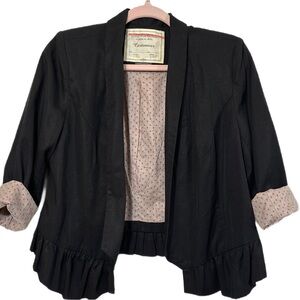 Anthropologie Cartonnier Black Open-Front Blazer, Size M